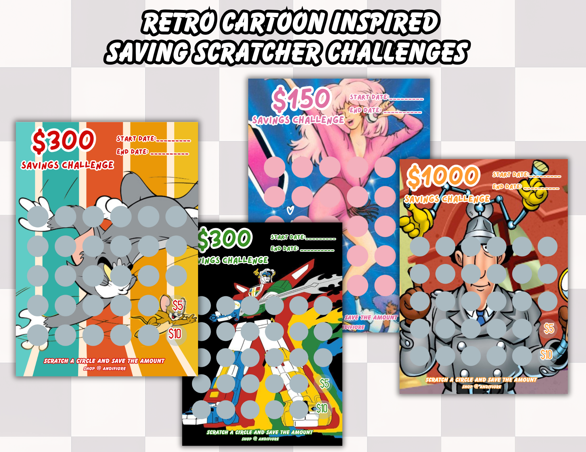 Retro Cartoon Savings Challenge