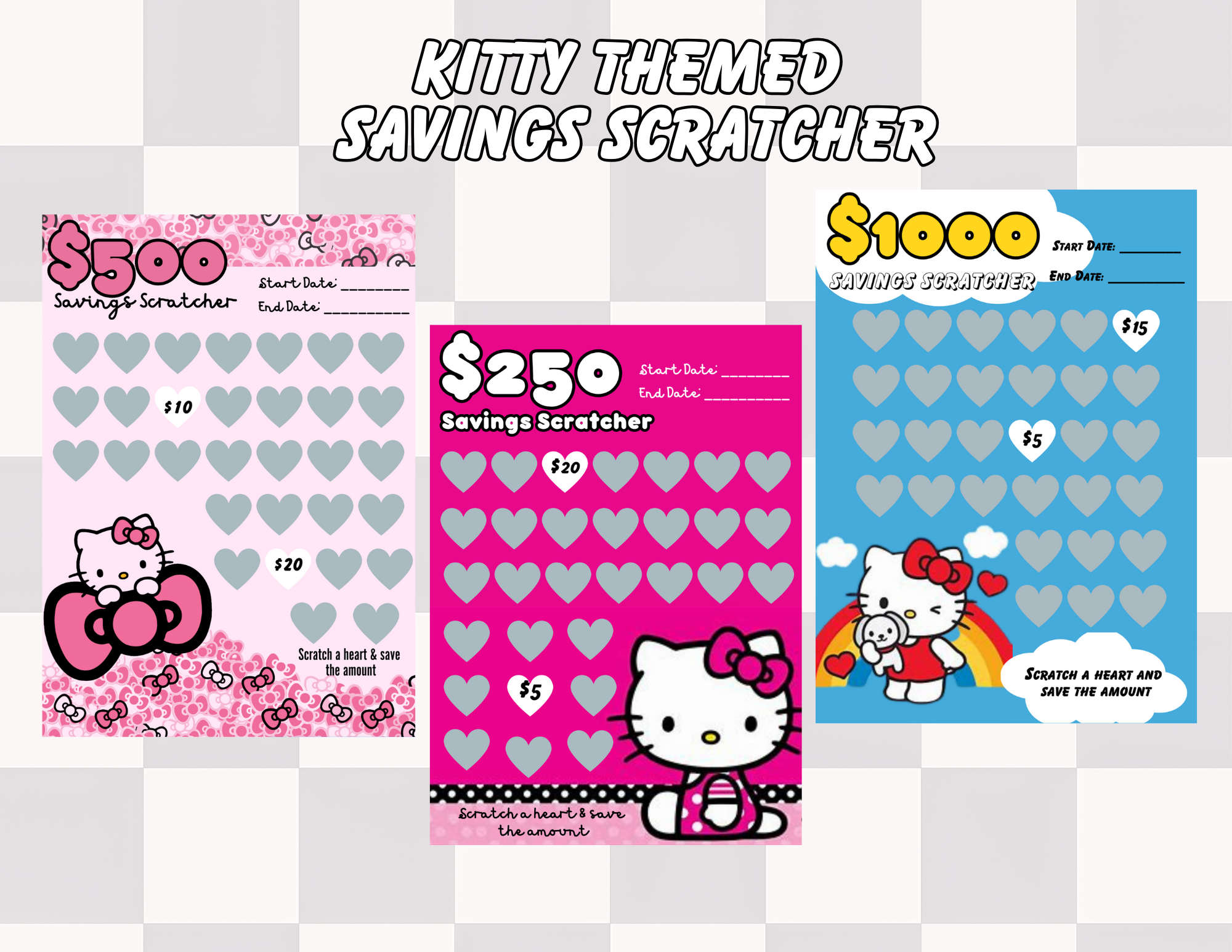 Kitty Inspired Themed Scratch Off Savings Challenge